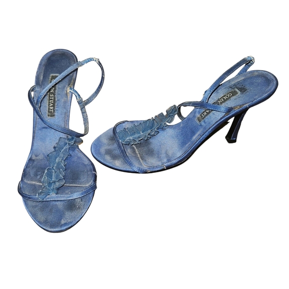 Colin Stuart Shoes - SOLD Colin Stuart Y2K Strappy Slingback Heels Ruffle Blue Size 6.5